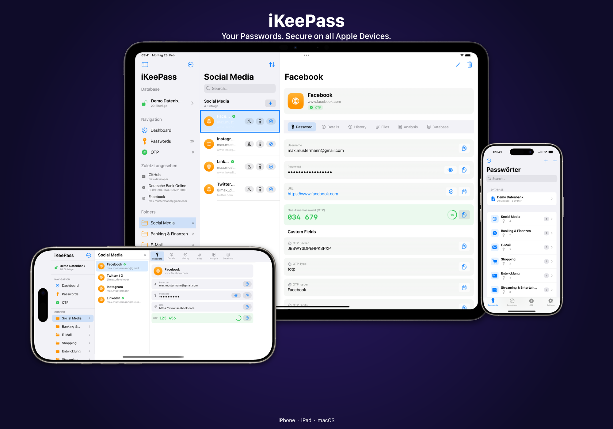 iKeePass auf iPhone, iPad und Mac